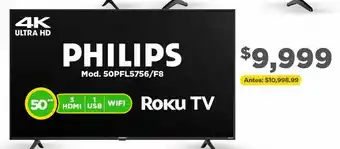 Bodega Aurrerá Roku tv philips 4k 50pulg oferta