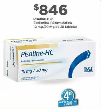 Bodega Aurrerá Pisatine-HC Ezetimba/Simvastatina Tableta PiSA 10mg/20mg oferta