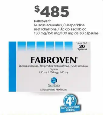 Bodega Aurrerá Fabroven Ruscus Aculeatus/Hesperidina Metilchalcona/Ácido Ascórbico Cápsula 150mg/150mg/100mg oferta