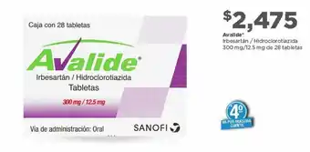 Bodega Aurrerá Avalide Irbesartán/Hidroclorotiazida Tabletas Sanofi 300mg/12.5mg oferta