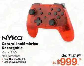 RadioShack Control inalámbrico recargable nyko / nintendo switch / rojo oferta