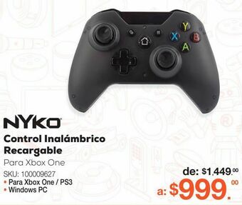 RadioShack Control inalámbrico recargable nyko / xbox one / negro oferta