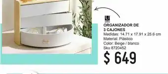 Organizador de 3 cajones