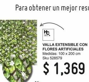 Sodimac Homecenter Valla extensible con flores artificiales oferta