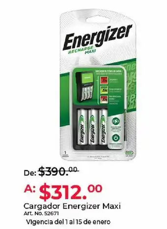Cargador de batería energizer