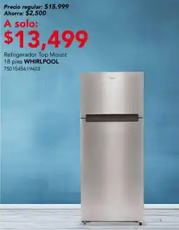 City Club Whirlpool refrigerador top mount 18 pies oferta