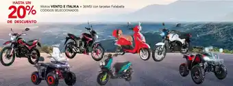 Motos VENTO E ITALIKA + 36MSI con tarjetas Falabella
