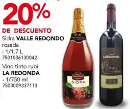 City Club Valle Redondo sidra rosada o La Redonda vino tinto rubi oferta
