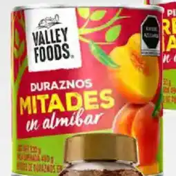 Soriana Híper Valley Foods durazno mitades en almibar oferta