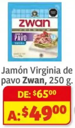 Soriana Híper Zwan jamon virginia de pavo oferta
