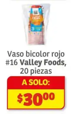 Soriana Híper Valley Foods vaso bicolor rojo #16 oferta