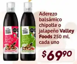 Soriana Híper Valley Foods aderezo balsámico chipotle o jalapeño oferta