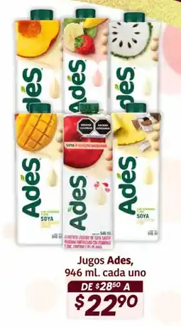 Soriana Híper Ades jugos oferta