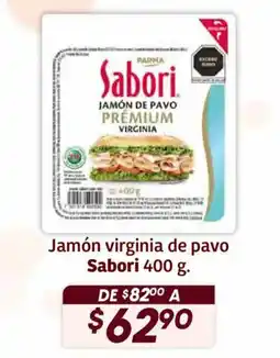 Soriana Híper Sabori jamón virginia de pavo sabori 400 g. oferta