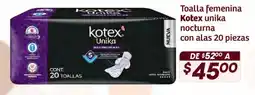 Soriana Híper Kotex Unika nocturna toalla femenina oferta