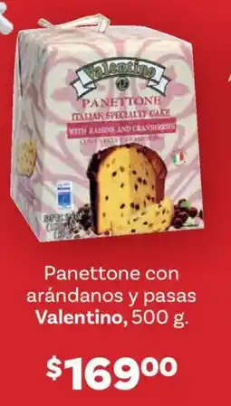 Soriana Híper Valentino panettone con arándanos y pasas oferta