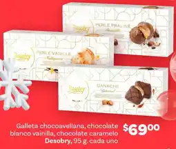 Soriana Híper Desobry galleta chocoavellana, chocolate blanco vainilla, chocolate caramelo oferta