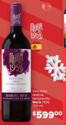 Soriana Híper María 1926 vino tinto reserva tempranillo oferta