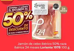 Soriana Híper Loriente 1978 jamón de cebo ibérico 50% raza ibérica 24 meses oferta