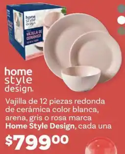 Soriana Híper Home style design vajilla de redonda de cerámica color blanca, arena, gris o rosa marca oferta