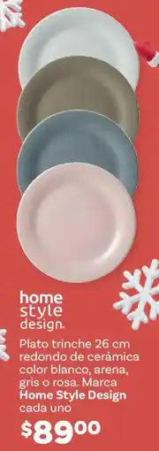 Soriana Híper Home style design plato trinche redondo de cerámica color blanco, arena, gris o rosa oferta