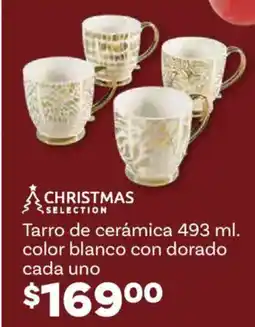 Soriana Híper Tarro de cerámica color blanco con dorado cada uno oferta