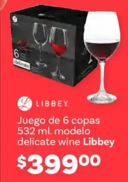 Soriana Híper Libbey juego modelo delicate wine oferta