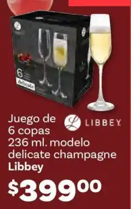 Soriana Híper Libbey juego modelo delicate champagne oferta