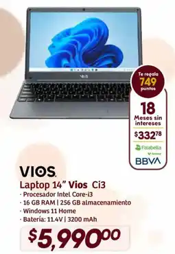 Soriana Híper Vios laptop 14" ci3 oferta