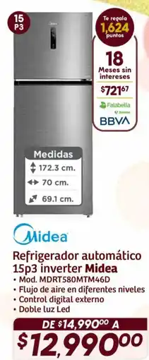Soriana Híper Midea refrigerador automático 15p3 inverter oferta
