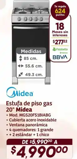 Soriana Híper Midea estufa de piso gas 20" oferta
