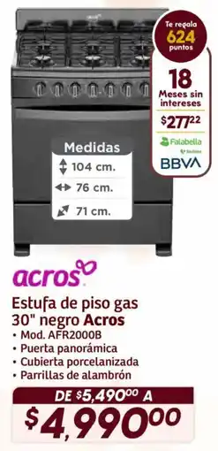 Soriana Híper Acros estufa de piso gas 30" negro oferta