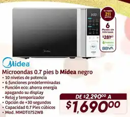 Soriana Híper Midea microondas 0.7 pies b negro oferta