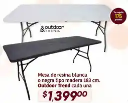 Soriana Híper Outdoor trend mesa de resina blanca o negra tipo madera oferta