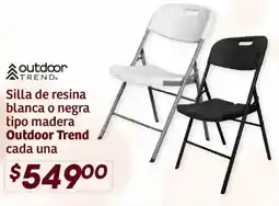 Soriana Híper Outdoor trend silla de resina blanca o negra tipo madera oferta