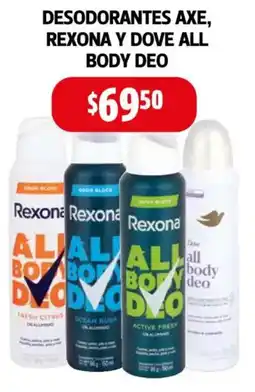 Farmacias Guadalajara Axe, rexona y dove desodorantes all body deo oferta