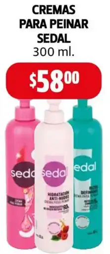 Farmacias Guadalajara Sedal cremas para peinar oferta