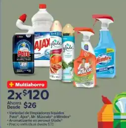 Walmart Variedad de limpiadores líquidos Pato, Ajax, Mr. Músculo o Windex oferta