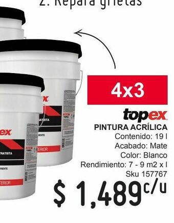 Sodimac Homecenter Pintura acrílica topex oferta