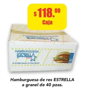 Super Aki Hamburguesa de res Estrella a Granel de 40 pzas. oferta