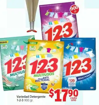 Soriana Híper Variedad Detergente 1-2-3 900gr oferta