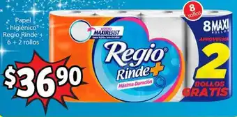 Soriana Híper Papel Higiénico Regio Rinde+6+2 Rollos oferta