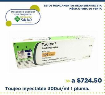 Toujeo inyectable 300ui/ml 1 pluma.