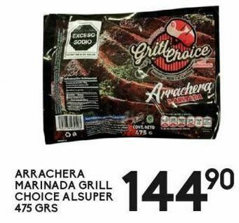 Alsuper Arrachera marinada grill choise alsuper 475g oferta
