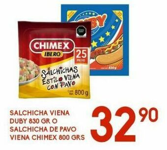 Alsuper Salchicha viena duby 830g o salchicha de pavo viena chimex 800g oferta
