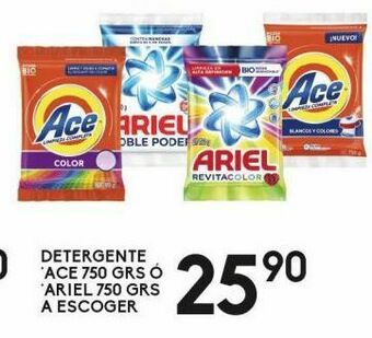 Alsuper Detergente ace 750g ó ariel 750g oferta