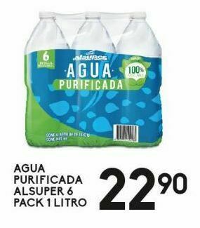 Alsuper Agua purificada alsuper 6 pack 1 lt oferta