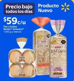 Walmart Bimbo Artesano pan o bollos oferta