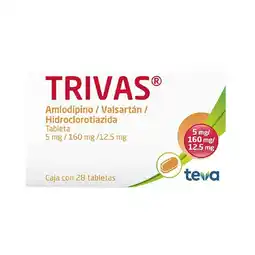 Farmacias Benavides 5 mg Amlodipino/160 mg Valsartán/12.5 mg Hidroclorotiazida oferta
