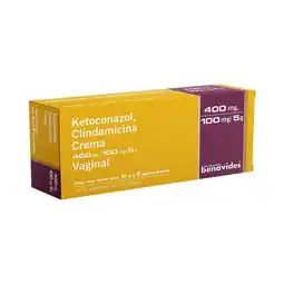 Farmacias Benavides 400 mg Ketoconazol/100 mg Clindamicina Crema Vaginal con 6 Aplicadores oferta